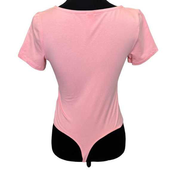 New Nordstrom ABOUND  ~ Pnk/ Coral Organic Cotton Scoop Neck Bodysuit XS - Picture 3 of 4